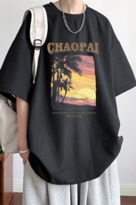 ！2023夏季新款男士华夫格短袖T恤复古半袖体恤TXH307P25，男装T恤，电商B220