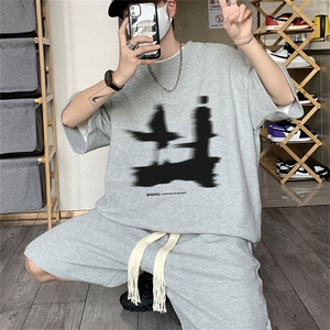 TZDTHV852 P45 夏季华夫格套装男T恤短裤两件套港风图片