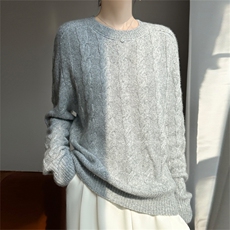2025年秋季新款珠片麻花纹针织女士上衣时尚休闲通勤百搭，女装针织衫/毛衣，多娇羊绒