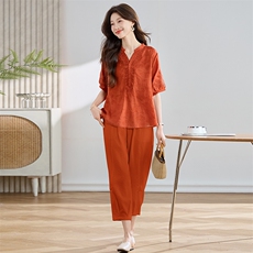 LIGHTMATURE半袖上衣女高端亚麻t恤女宽松短款2025新款白色短袖，女装套装/套裙，3200格调