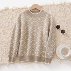 休闲时尚百搭通勤简约7针菱形块儿童羊绒衫，童装儿童羊绒衫，跳跳羊儿童羊绒衫