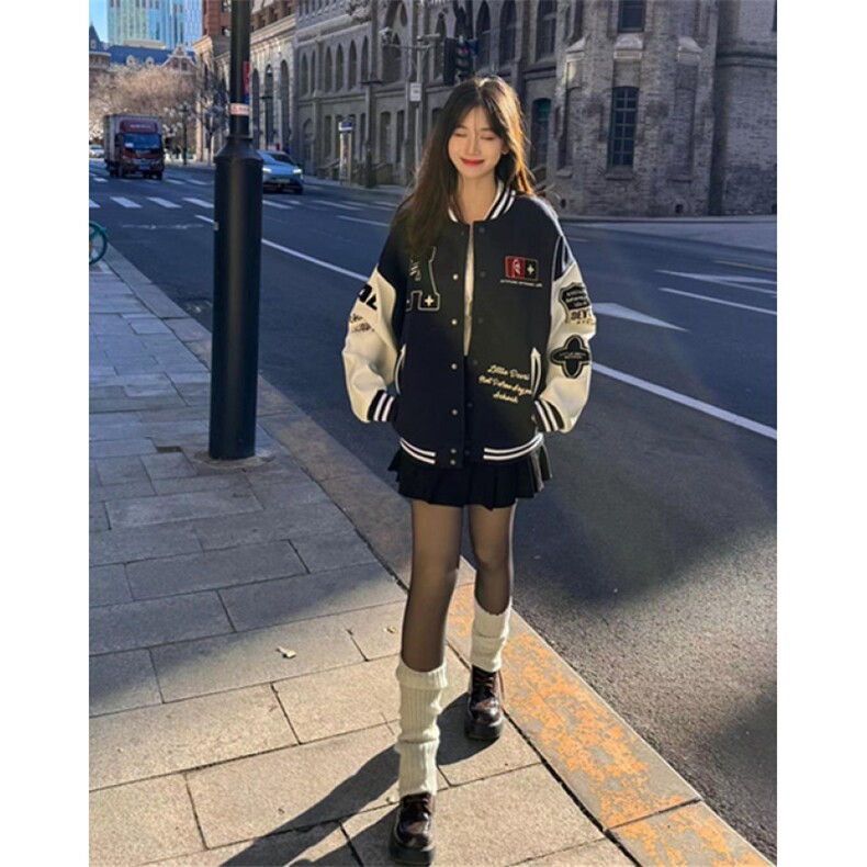 高街重磅小个子棒球服外套男女秋款潮牌宽松夹克加绒JK167,男装夹克,星座1116A（原606A-3）