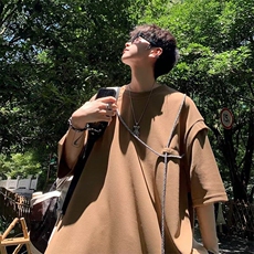 假两件短袖男款夏季潮牌痞帅炸街独特设计感2025t恤高级重磅衣服，男装T恤，星座506