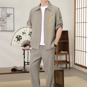 （版权注册 仿款必究）夏季新款套装冰丝短袖长裤休闲时尚两件套图片