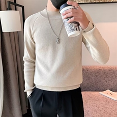 不规则流苏半高领纯色毛衣男英伦修身保暖简约款打底线衫潮M844，男装针织衫/毛衣，星座1116A-2（原606A-1）