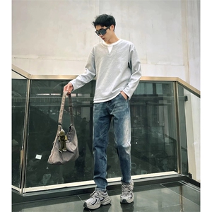 抖音得物 休闲直筒牛仔裤男显显瘦宽松百搭美式复古水洗长裤AK13图片