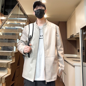 春季男士皮夹克立领薄款机车上衣休闲外套潮大码A266-PY005-P85图片