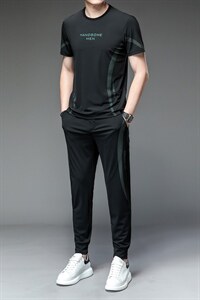 运动套装男士两件套2023夏季新款爸爸装夏装中老年T恤短袖长裤图片