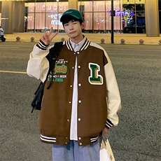港风上衣夹克宽松落肩拼色棒球服外套JK710-P65，男装夹克，星座1204-3