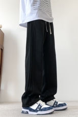 S-3XL纯色三条杠休闲裤直筒宽松加大码卫裤310A-2BK313P45控68，男装休闲裤，星座310A-2