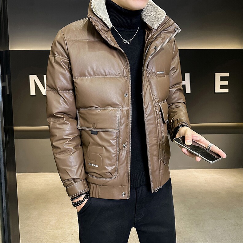 冬季店主皮羽绒服简约毛领保暖品质数据款重工外套男6289-P195,男装羽绒服,电商D327