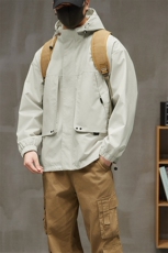 秋季冲锋衣连帽夹克男宽松落肩纯色上衣外套DSA157B-JK729-P70，男装夹克，电商A157B