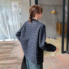 高级感法式小香风外套女2025春季新款名媛气质时尚粗花呢圆领上衣，女装羽绒服，慧峰