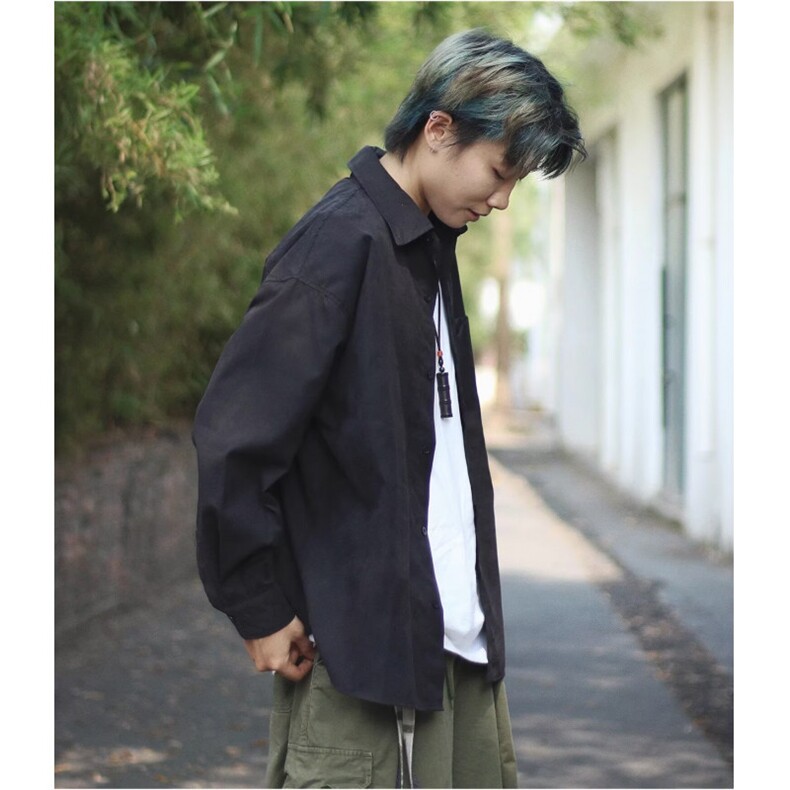GS6183P35日系港风复古潮男百搭长袖衬衫男女生休闲宽松衬衣外套,男装衬衫,星座1108-5