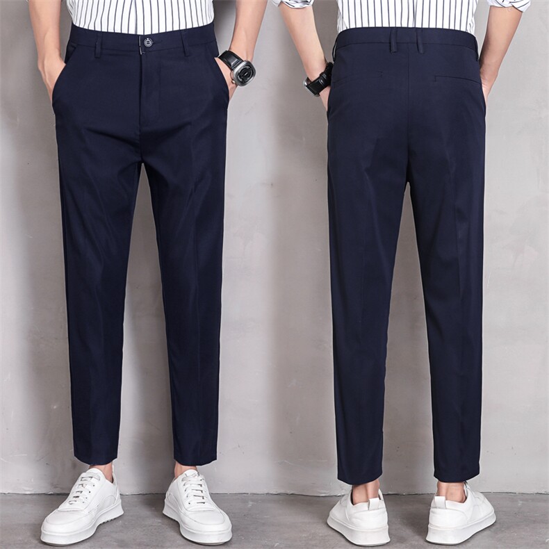 6066小西裤男休闲长裤春夏修身直筒西裤男中腰青年九分休闲裤男,男装西裤,星座224