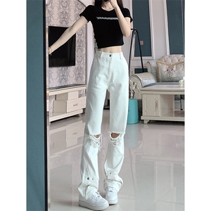 夏季ins美式高街 hiphop破洞铆钉牛仔裤货号K750P60图片