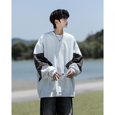 8XL-M春秋季圆领拼接撞色民族风卫衣男新款潮牌上衣服WY005P58，男装卫衣，电商B312