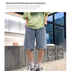 破洞牛仔短裤男直筒潮牌宽松阔腿裤夏季ins休闲五分裤31066-p42，男装牛仔裤，星座1008