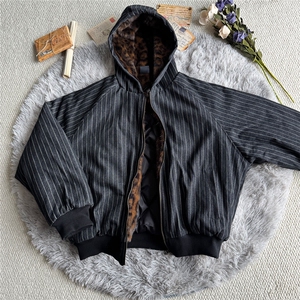 复古牛仔条纹棉服男冬季潮牌宽松情侣加厚保暖棉袄潮LS50399-p115图片