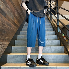 QK72246-P25冰丝七分裤男大码速干短裤男五分裤港风风格，男装休闲裤，电商A040