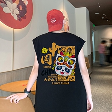 已注册新中式潮抖音纯棉250克重磅男无袖背心T恤T588P28控39，男装T恤，电商C408(原B339-1)