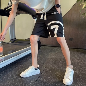 男裤冰丝短裤男ins篮球五分裤半裤中裤白色裤子休闲裤运动裤 D079图片