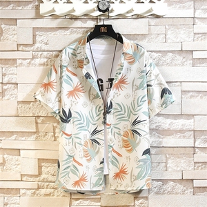 精品大码花男短袖夏季痞宽松上衣服外套翻领衬衫A012/C882C876P35