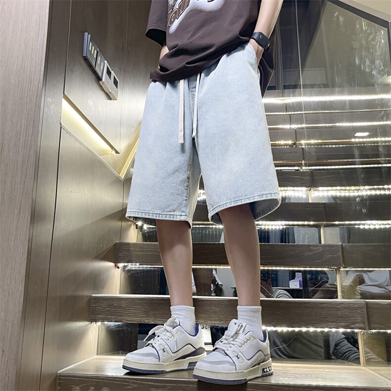 牛仔短裤男美式男生牛仔裤宽松男款裤五分中裤DK850-特批32,男装牛仔裤,星座718-1