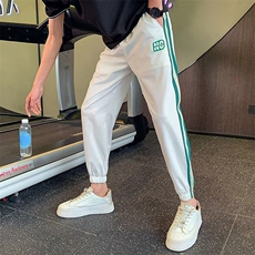 夏季薄款痞帅运动条纹小脚九分新款裤子男裤束潮牌休闲哈伦裤2025，男装休闲裤，星座506A
