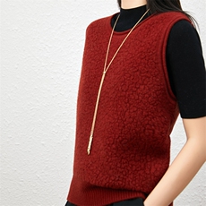新款纯色无袖针织马甲时尚百搭简约风，女装针织衫/毛衣，优麦羊绒（原洪叶羊绒）