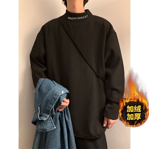 摇粒绒半高领卫衣男内搭打底衫ins潮流上衣长袖t恤A25加绒P33图片