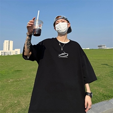 240G重磅美式印花纯棉大码宽松休闲短袖T恤T331-P25控38，男装T恤，电商B219A