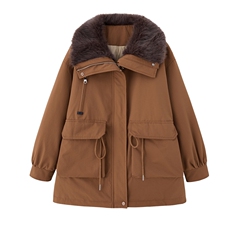 大毛领中长款收腰派克服2025年冬季新款白鸭绒保暖外套，女装派克服，贝蕾酷儿