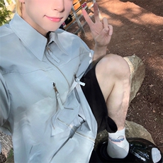 正肩显瘦衬衫男短袖夏季痞帅拉链衬衣薄款cleanfit外套LK5011-p43，男装衬衫，星座1008