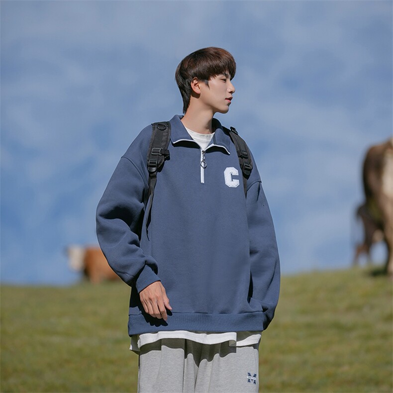 B225-A6372-P62-X78-棉-贴标-拉链男生学生百搭套头卫衣,男装卫衣,电商B225