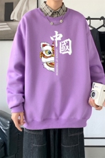 Y2414P38港风21秋季新款动漫圆领卫衣男潮流宽松青少年休闲外套，男装卫衣，星座510A-1