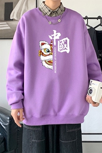 Y2414P38港风21秋季新款动漫圆领卫衣男潮流宽松青少年休闲外套图片