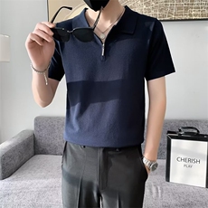 男纯色短袖时尚2023POLO衫百搭半拉链气质夏季新款标准潮S317，男装T恤，星座1116A-2（原606A-1）