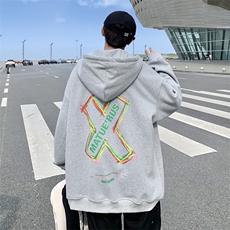 Y8881P43港风外景秋季宽松休闲连帽开衫学生情侣新款字母印花，男装卫衣，电商A026-1