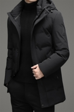 冬款御寒白鸭绒羽绒服中长款时尚保暖潮服连帽商务高级外套男，男装羽绒服，钱塘6003（原4033）