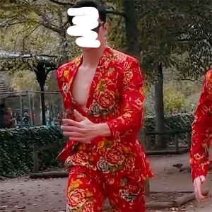 RS1网红同款高质量大码单上衣西装西服婚庆表演出团队服新中式潮