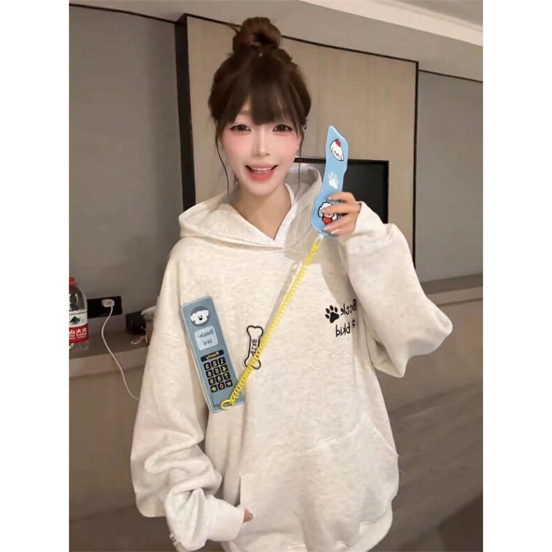 韩系卡通刺绣连帽卫衣男女宽松百搭外套W9035常规P55加绒P59,女装短外套,四季星座505