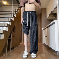 休闲裤男夏季新款港风宽松冰丝阔腿裤CK2116-特P35，男装休闲裤，星座214-3