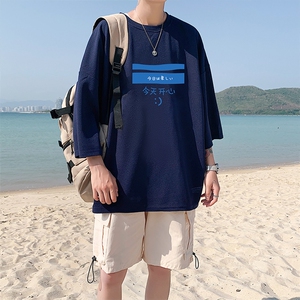 Q11033-P30 春夏季七分袖t恤男大码五分袖男短袖中袖图片