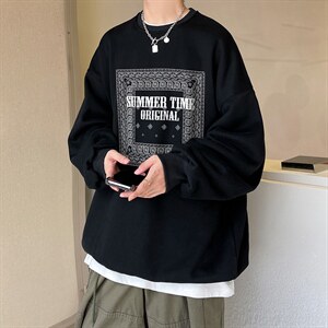 秋季新款圆领卫衣男秋季腰果花宽松套头大码外套 A071-W559-P40图片