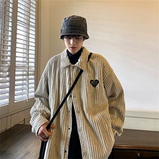 美式潮牌灯芯绒破碎爱心工装夹克bf高街情侣oversize外套W152P67，男装夹克，星座1116-2