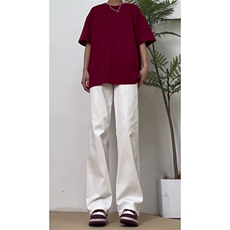 春季弹力牛仔裤男美式高街vibe裤子水洗潮牌直筒白色长裤，男装牛仔裤，星座310A-4