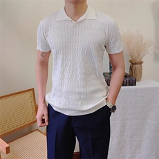 翻领POLO衫夏季新款男运动休闲修身透气针织短袖健身弹力纯色T恤，男装T恤，星座1210-1