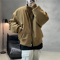 现货26春装美拉德立领飞行夹克纯色复古廓形高街棒球服外套，男装夹克，电商A486-1