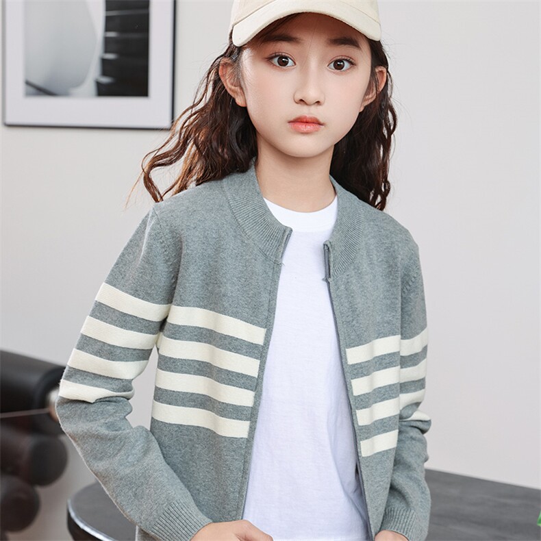 童装男女童针织开衫2025冬季新款中大童学院风半高领纯棉线外套，童装儿童针织衫，暖姿羊绒童装店